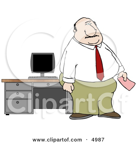 Office Man Holding A Pink Slip Clipart By Djart  4987