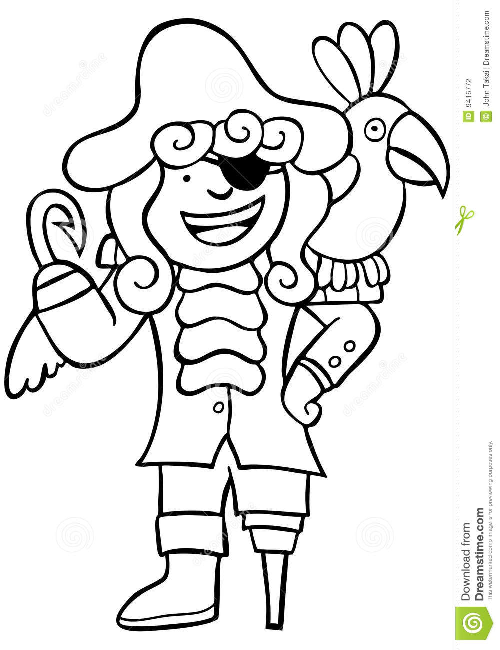 Pirate Clipart Black And White Friendly Pirate Parrot Black White