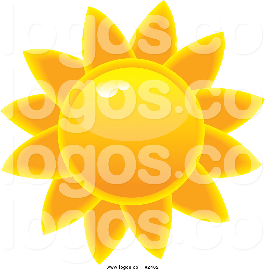 Royalty Free Vector Logo Icon Of A Bright Orange And Glossy Summer Sun