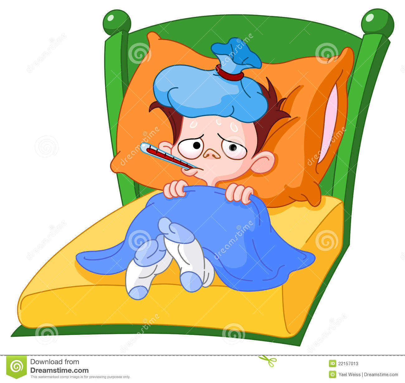 Sick Kid Lying In Bed
