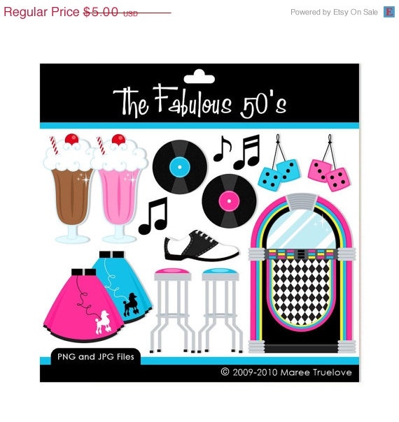 The Fabulous 50 S Clipart   Digital Clip Art Graphics For Personal Or