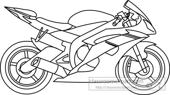 Transportation   Motorcycle 02 Outline   Classroom Clipart