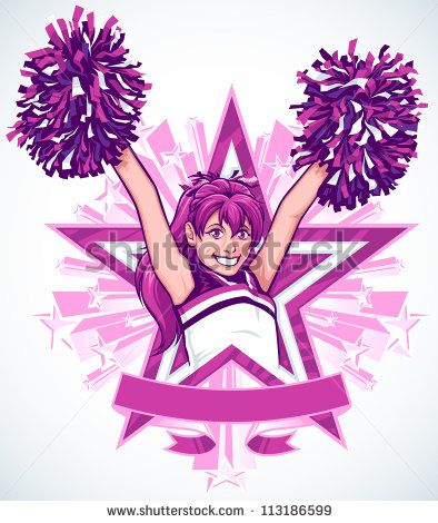 Vector Illustration Of A Young Cheerleader Performing A High V Pose
