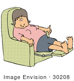 30208 Clip Art Graphic Of An Exhausted White Woman Leaning Back In A