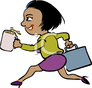 5628 African American Businesswoman Hurrying To Work Clipart Image Jpg