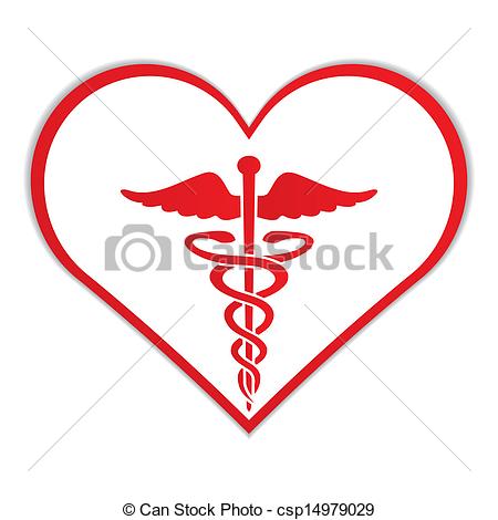 Caduceus In Heart Medical Symbol Vector Csp14979029   Search Clipart