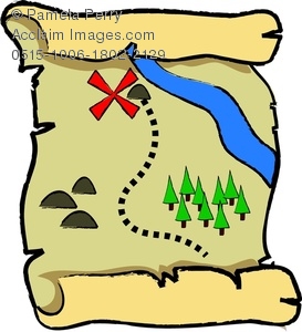 Clip Art Image Of A Cartoon Pirate S Buried Treasure Map   Acclaim