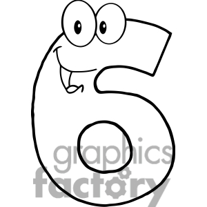 Clipart Illustration Of Number Six Cartoon Mascot Character Clipart