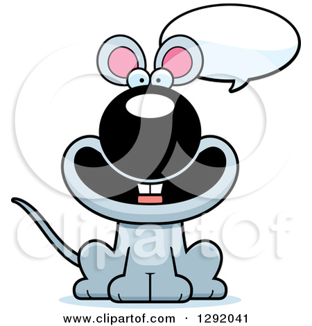 Clipart Of A Cartoon Happy Talking Gray Mouse Sitting   Royalty Free    
