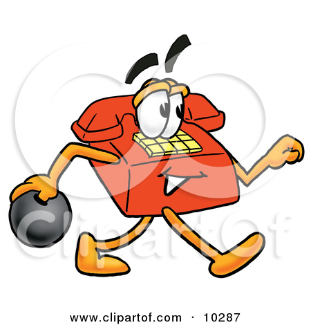 Clipart Picture Of A Red Telephone Mascot Cartoon Character Holding A