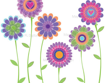 First Day Of Spring Clipart Digital Spring Flowers