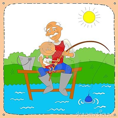 Grandfather With A Grandson On Fishing Royalty Free Stock Photography