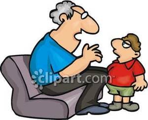 Grandpa Talking With His Grandson   Royalty Free Clipart Picture