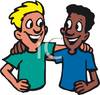 Interracial Teen Friends   Royalty Free Clipart Picture