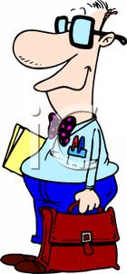 Nerd Going To Work   Royalty Free Clipart Picture