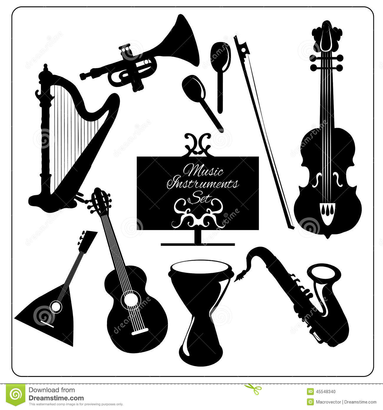 Orchestra Instruments Clipart Music Instruments Black Stock