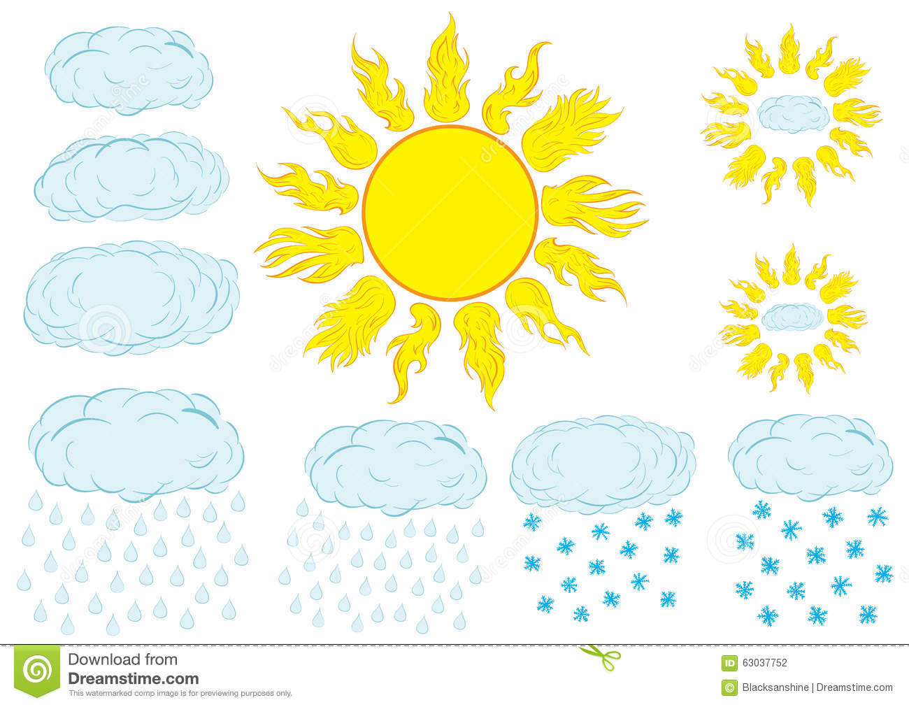 Stock Vector  Clipart With The Sun And Clouds