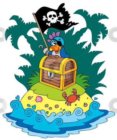 Treasure Island With Pirate Parrot Stock Vector Clipart Treasure