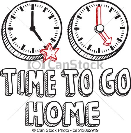 Vector Clip Art Of Time To Go Home Work Sketch   Doodle Style Time To