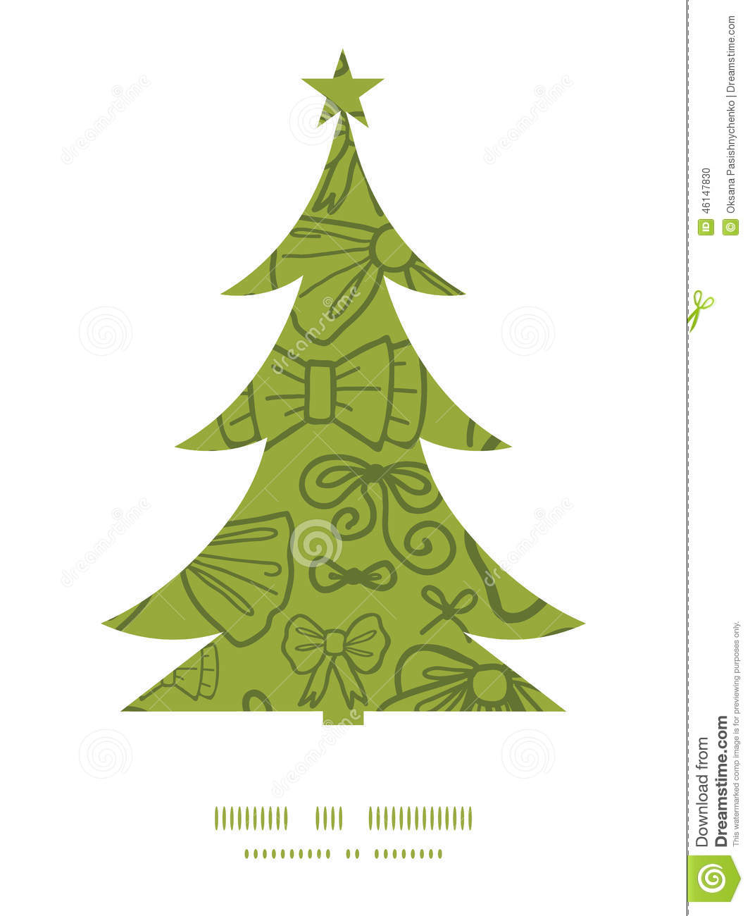 Vector Green Bows Christmas Tree Silhouette Stock Vector   Image    