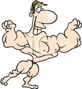Very Strong Man Flexing Muscles Clipart Picture