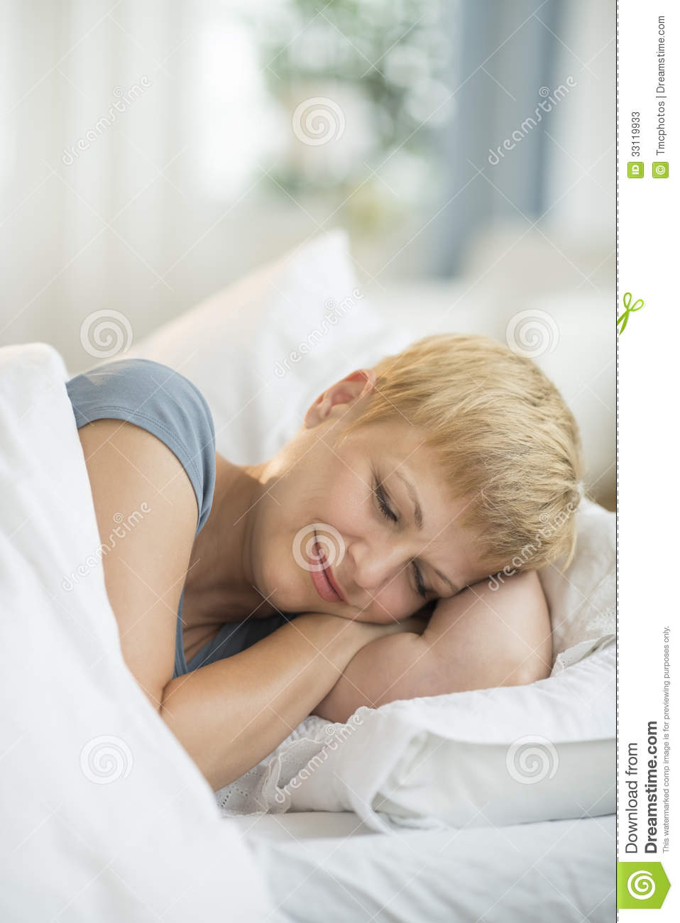 Woman Sleeping In Bed Stock Photos   Image  33119933