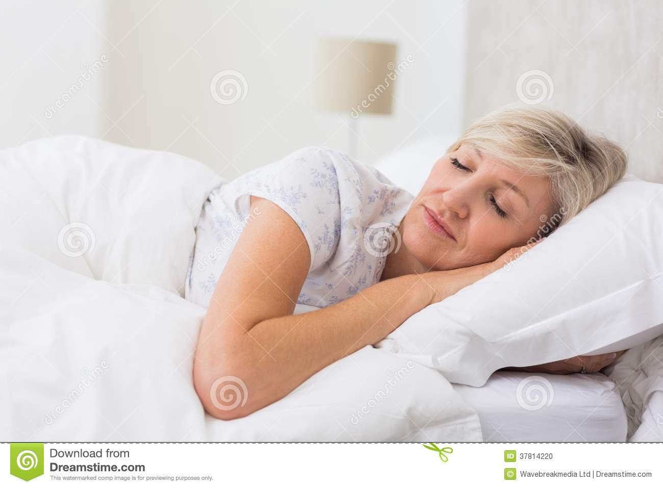 Woman Sleeping With Eyes Closed In Bed Stock Photo   Image  37814220
