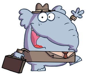 Work Clipart Image   Cartoon Elephant Worker Going Off To The Job