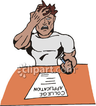 0444 Nervous Boy Filling Out A College Application Clipart Image Jpg