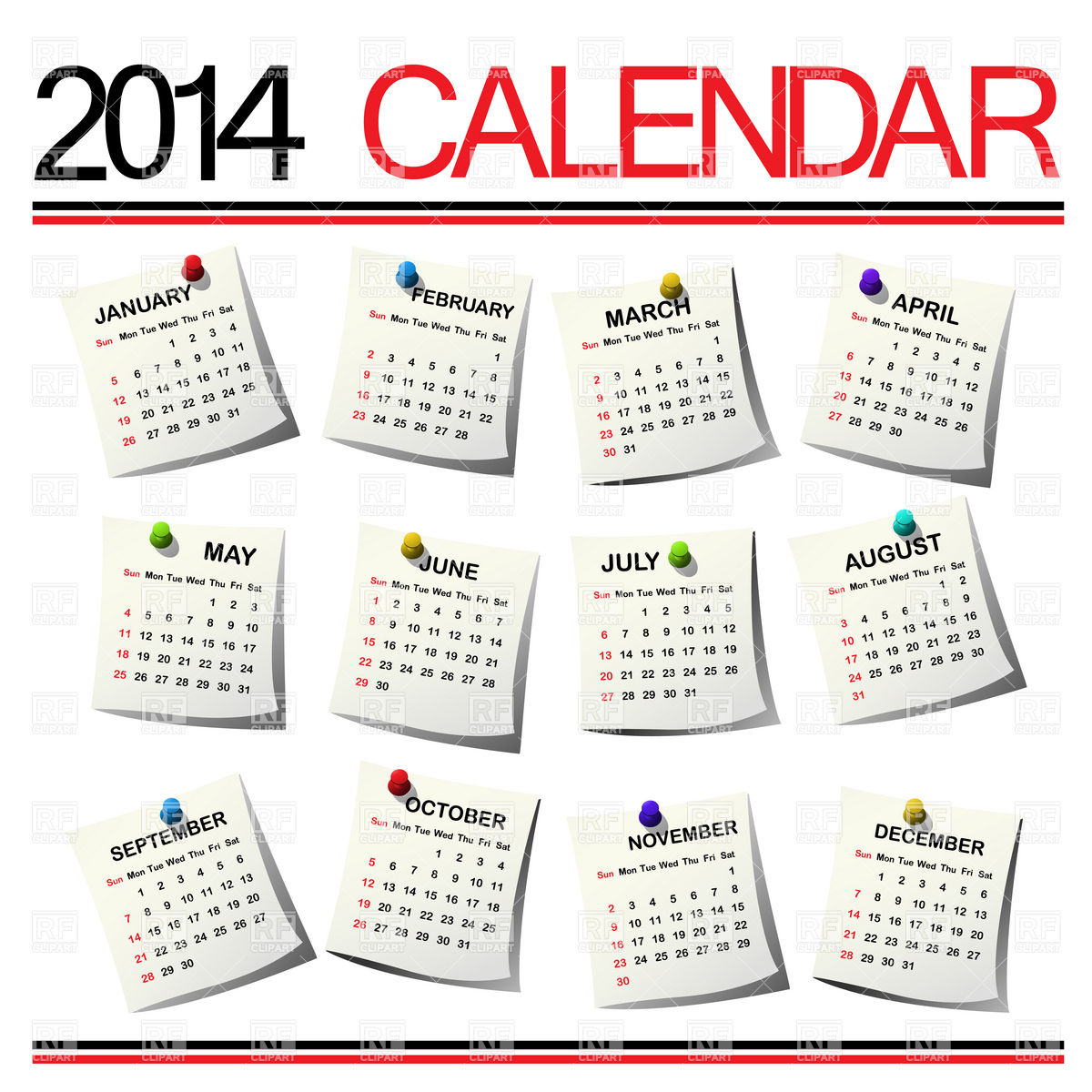 2014 Year Calendar 20530 Calendars Layouts Download Royalty Free    