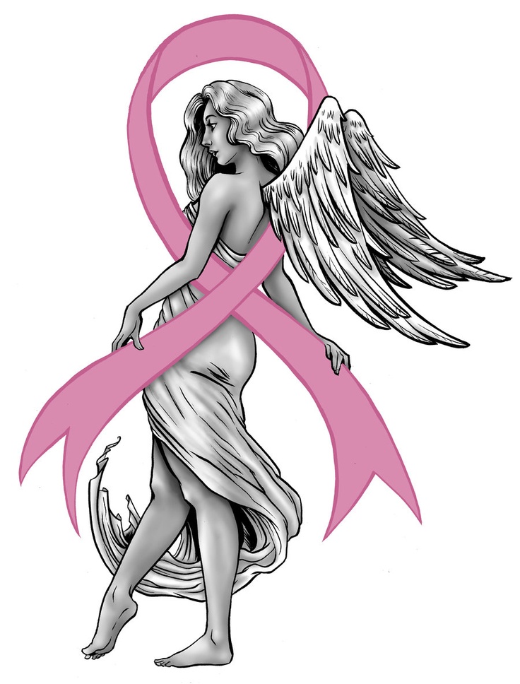 Angel Pink Ribbon Cancer Tattoo Design