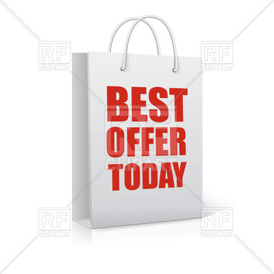 Best Offer Today Paper Shopping Bag Download Royalty Free Vector