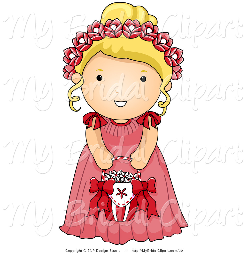 Bridal Clipart Of A Flower Girl In A Pink Dress By Bnp Design Studio