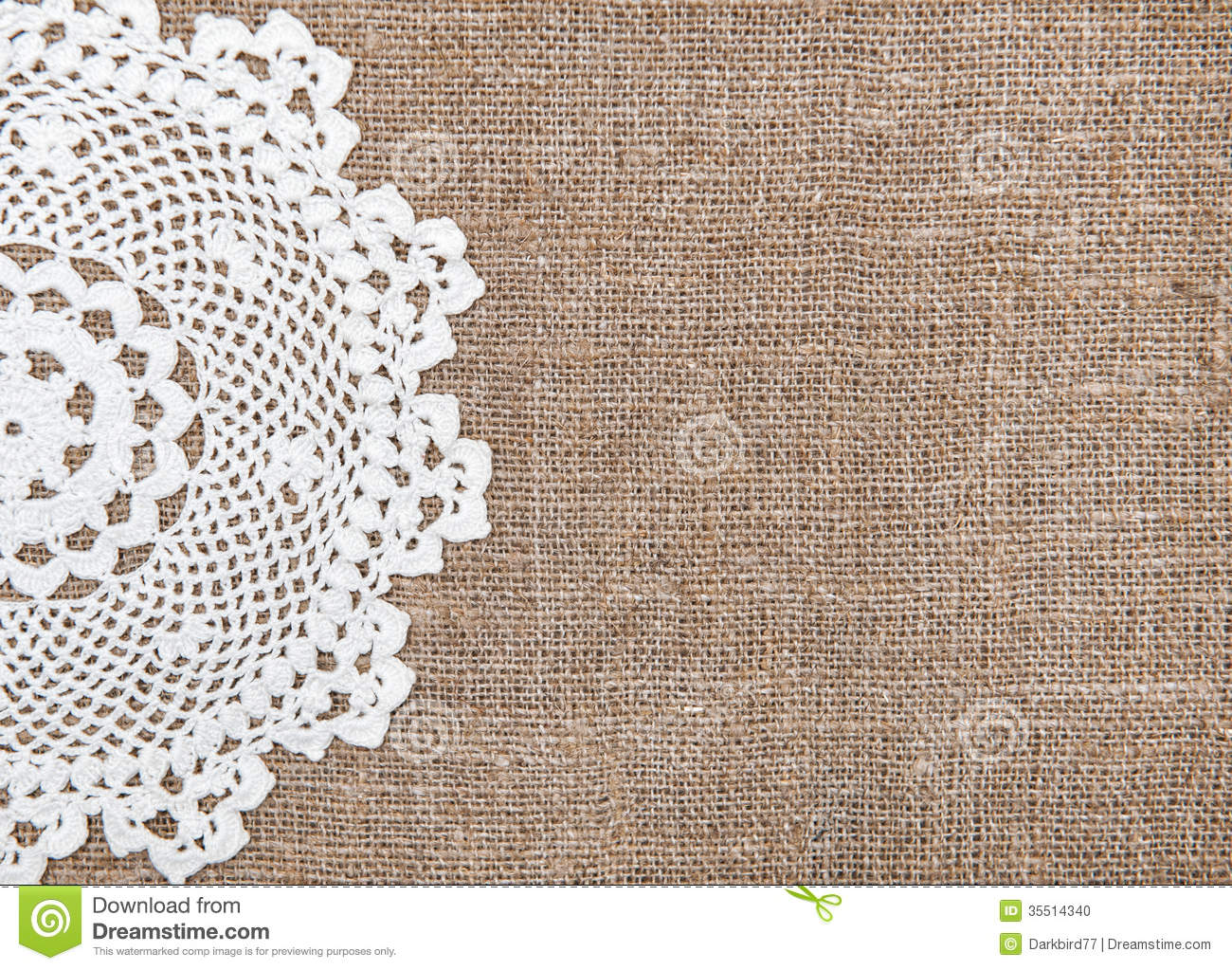 Burlap Background With Lacy Cloth Stock Photo   Image  35514340