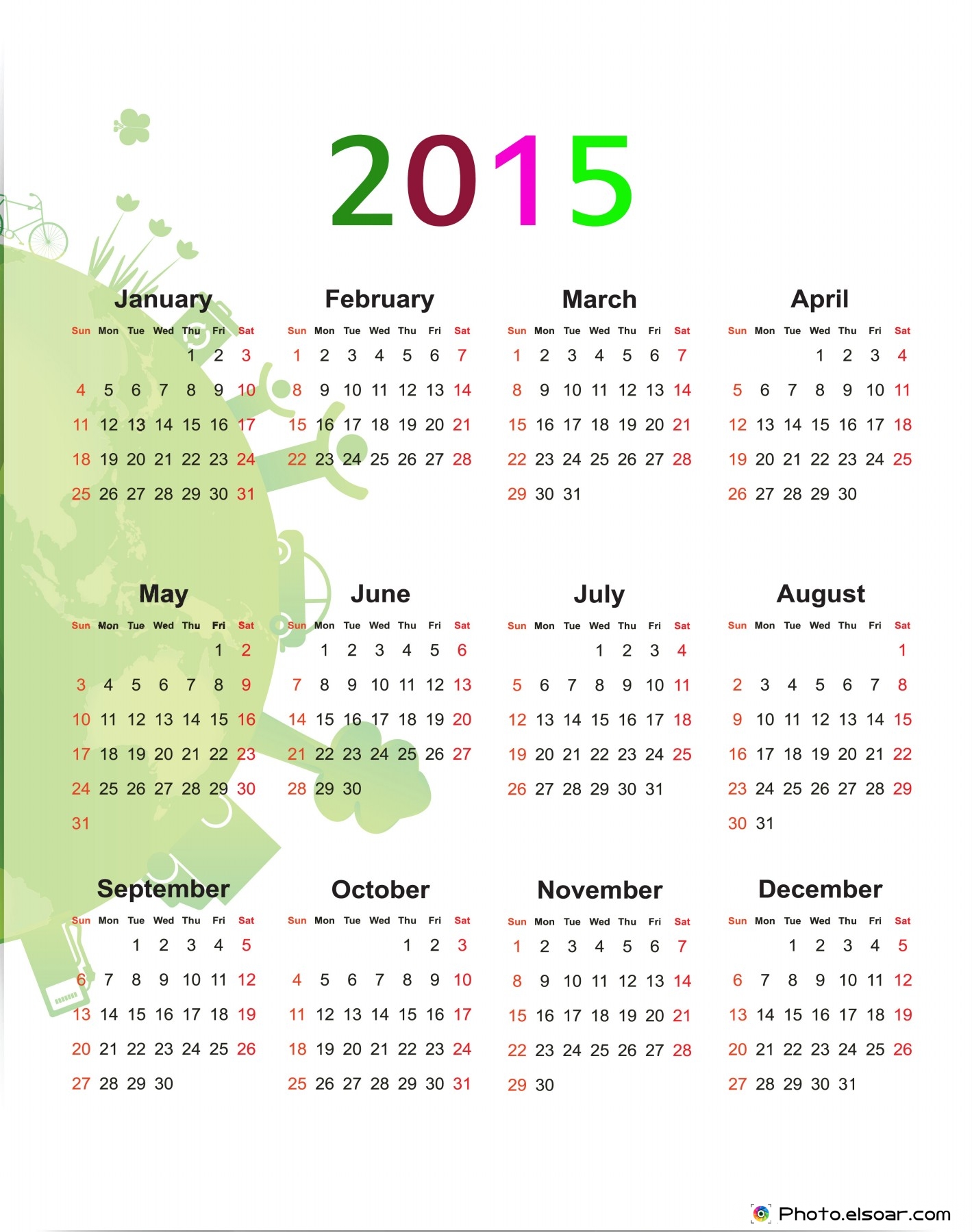 Calendar 2015 Free Clip Art