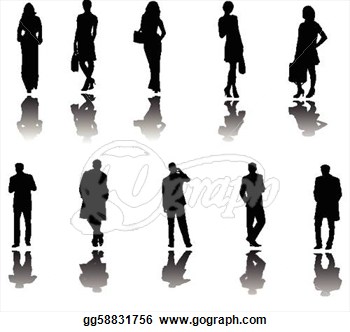 Clip Art Vector   Illustration Of Business People With Shadow   Vector