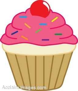 Description  Clipart Of A Pink Frosted Cupcake  Clipart Illustration
