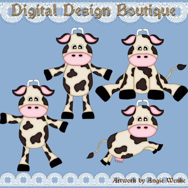 Home    Resale Or Commercial Use Clipart Non Exclusive    Cow Cuties