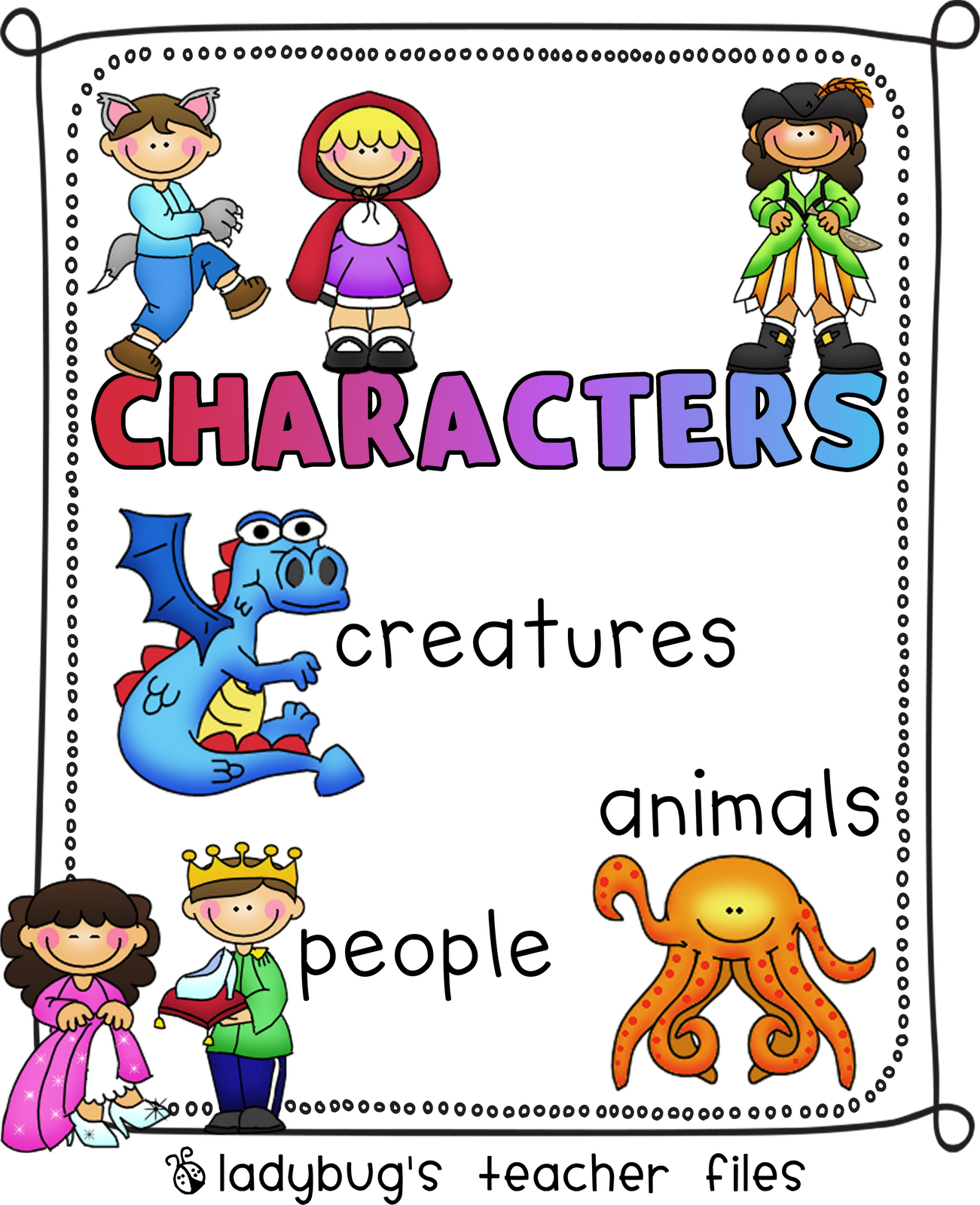 Ladybug S Teacher Files  Story Elements  Character Poster  Printable 