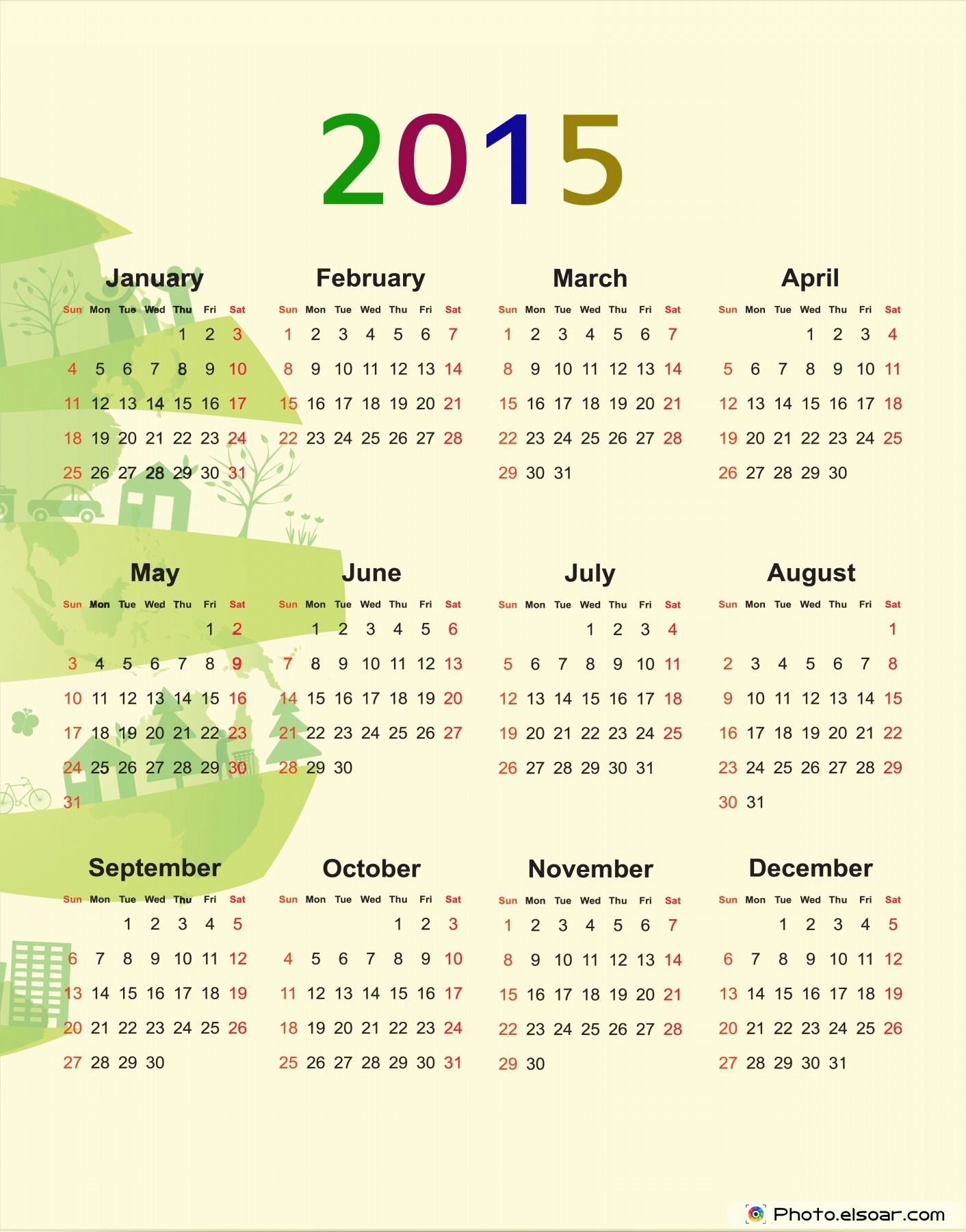 New Year 2015 Calendars  Clip Art    Elsoar