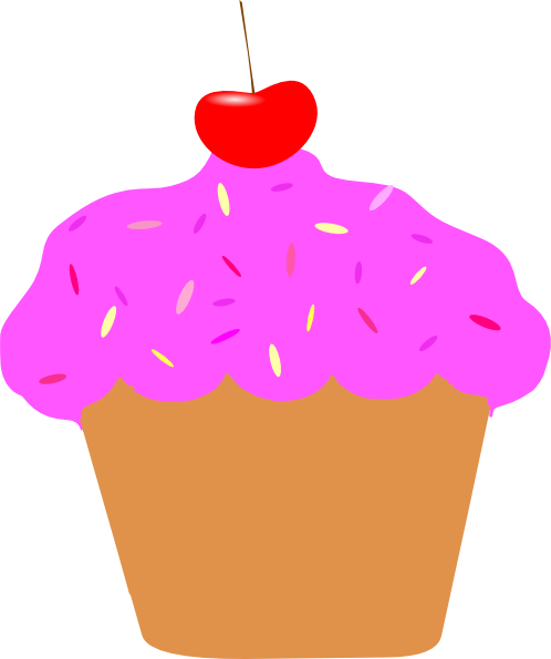Pink Cherry Cupcake Clip Art