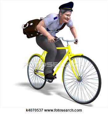 Stock Illustration Of Postman On A Bike  3d Rendering With Clipping