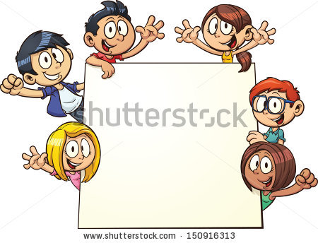 Stock Vector Cartoon Kids Holding A Sign Clip Art Illustration