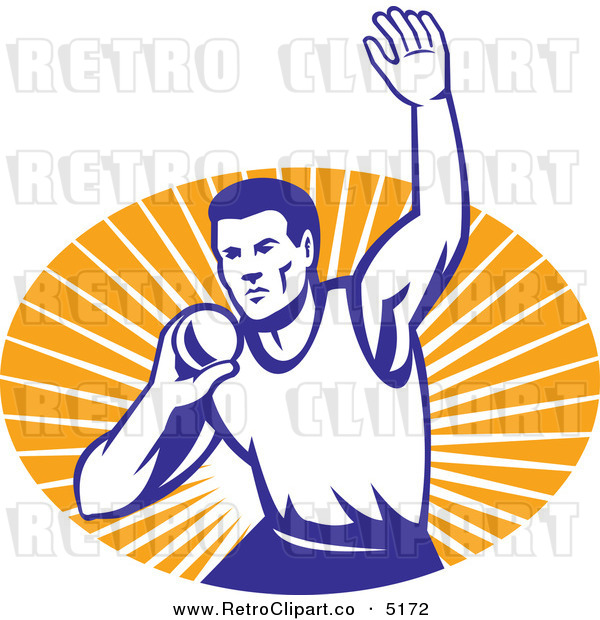 Vector Retro Clipart Of A Shot Put Athlet Throwing