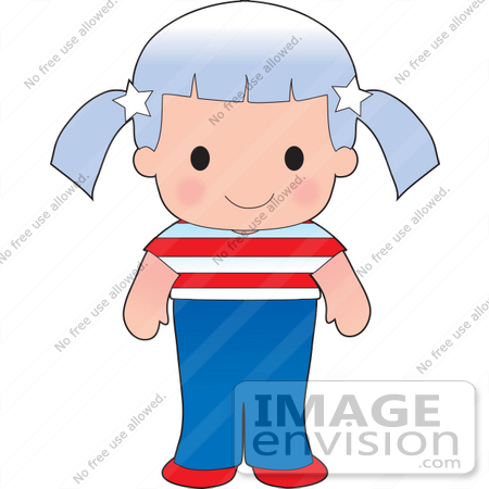 33588 Clip Art Graphic Of A Blue Haired American Poppy Character In A