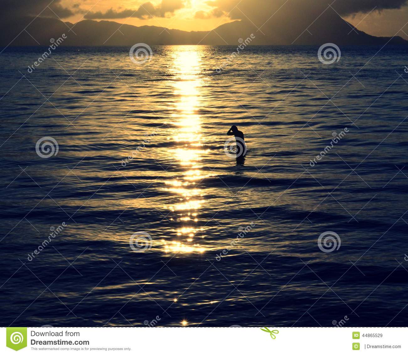 At Sunsrise In Limasawa Island I Found This Man Bathing Enjoying The    