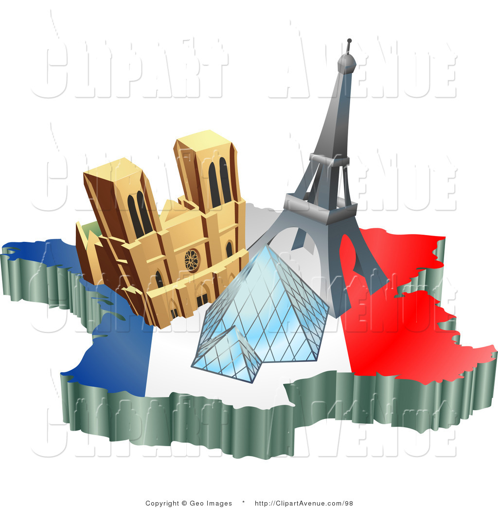 Avenue Clipart Of Three Tourist Attractions Of Notre Dame De Paris    