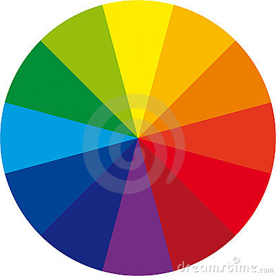 Basic Color Wheel With 12 Samples Of Colors From Cmy And Rgb Palette