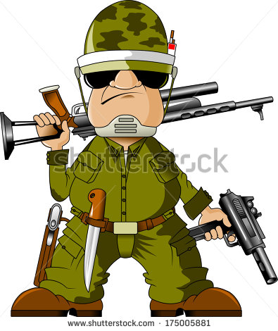 Cartoon Character With Machine Gun