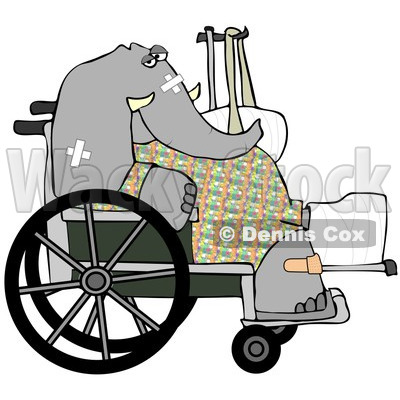 Clipart Illustration Of An Injured Elephant Recovering In A Hospital